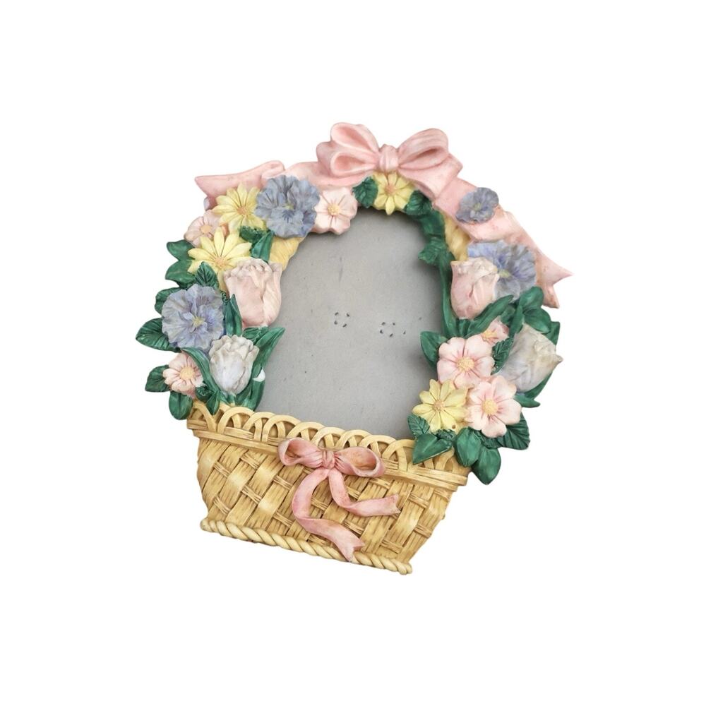 Vintage Papel Giftware 3D Pastel Floral Bouquet Picture Photo Easel Frame Fem